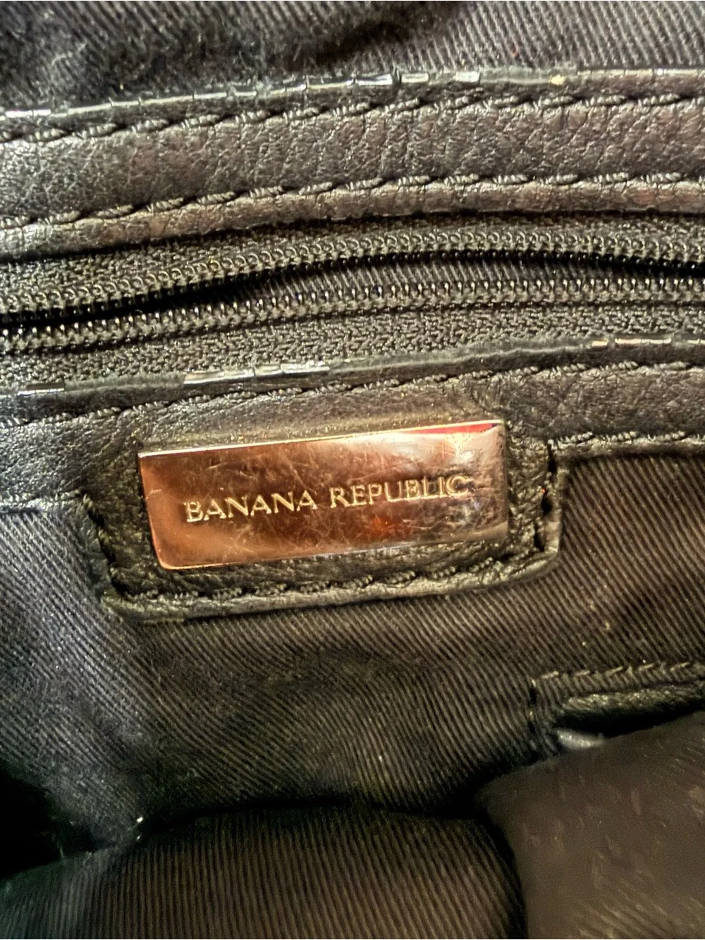 Vintage Banana Republic, black pebbled, leather hobo bag
